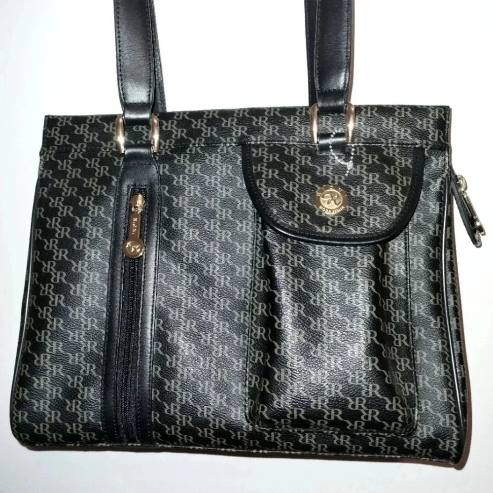 New Leather Luxury Designer Shoulder Bag Black Gold Vintage Womens Fashion Purse
